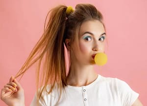 90s side ponytail with a tease